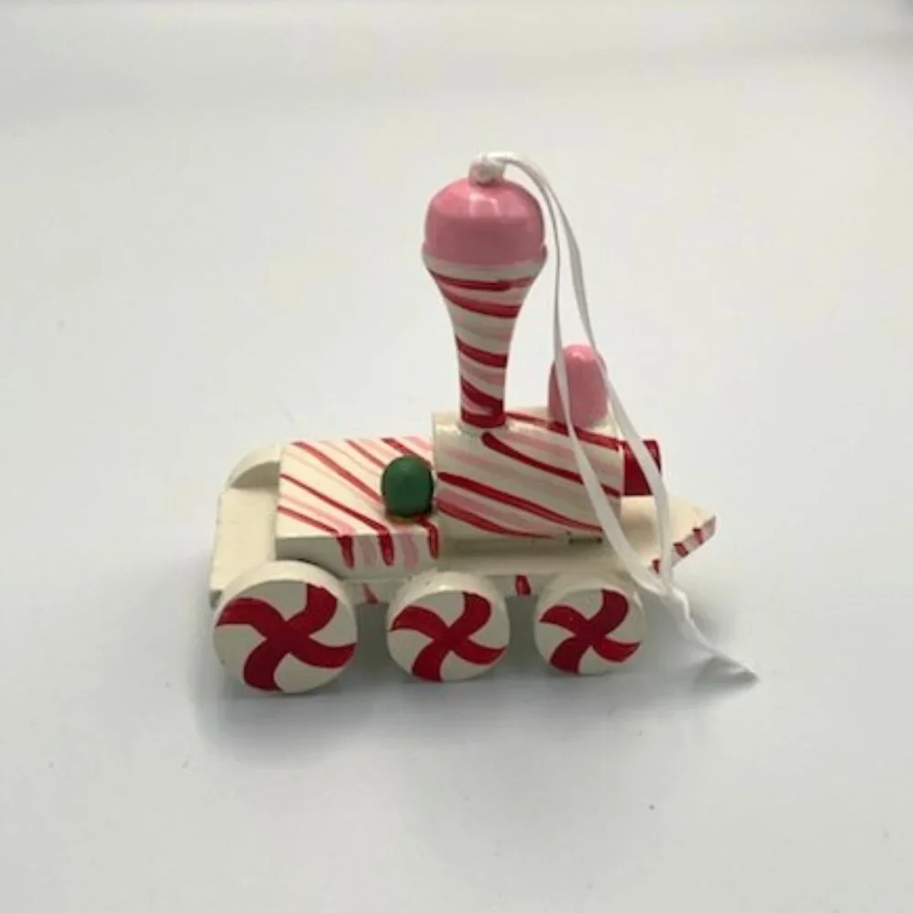 Vtg Wood Christmas‎ Ornaments Hand Painted Santa Train Girl Doll Rocking Horse